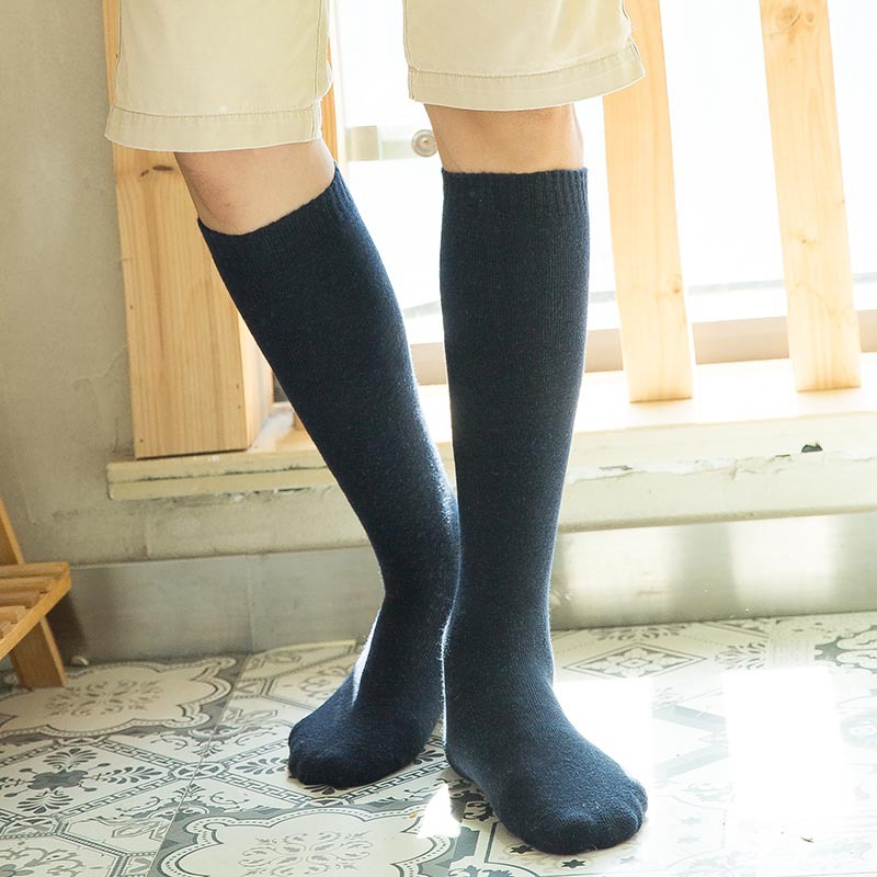 Male Calf Socks Terry Socks Absorb Sweat Deodorant Thick Warm Solid Color High Waist Winter Stockings Long-barreled Knee Socks For Men